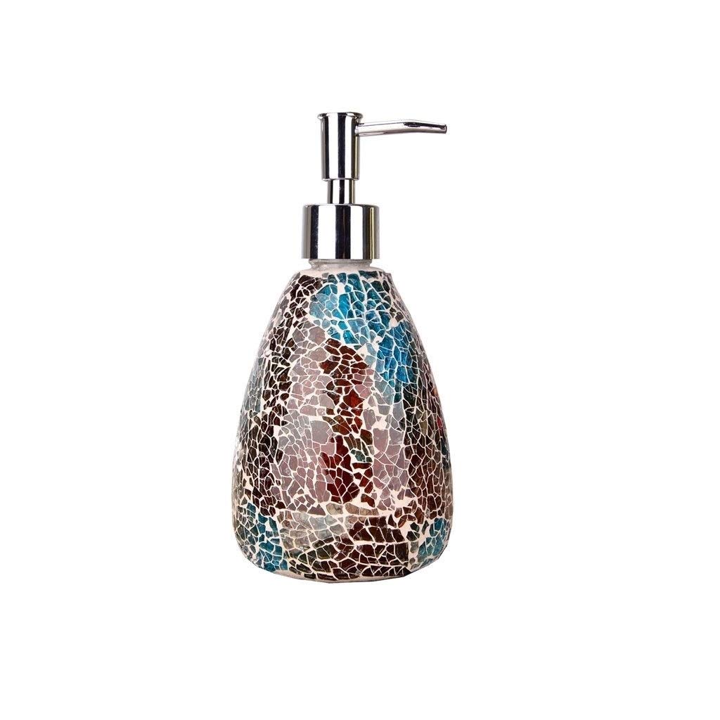 Distributeur Savon Mosaïque de Verre Crack modèle Distributeur de Savon Emulsion Distributeur de Pompe en Plastique chromé 3 Couleurs en Option (460ml) Distributeur pour Savon à Main(A)