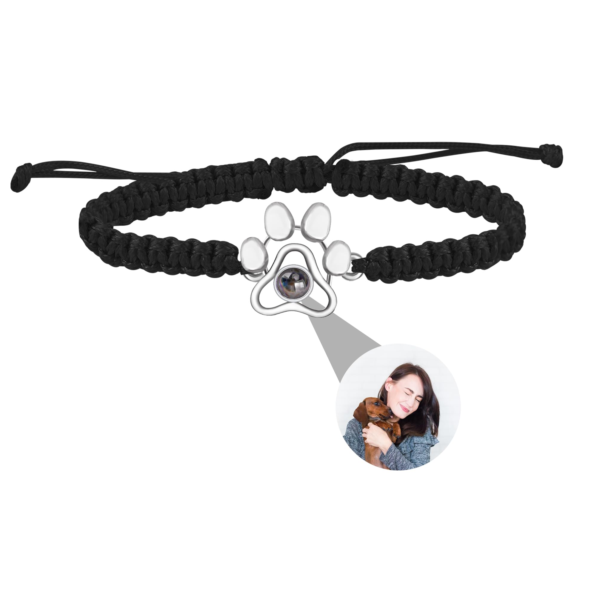 ZounghyPulsera personalizada con foto, pulseras de proyección de fotos personalizadas, pulsera con foto de impresión de pata de perro, pulsera te amo 100 idiomas, regalos para amantes de las mascotas