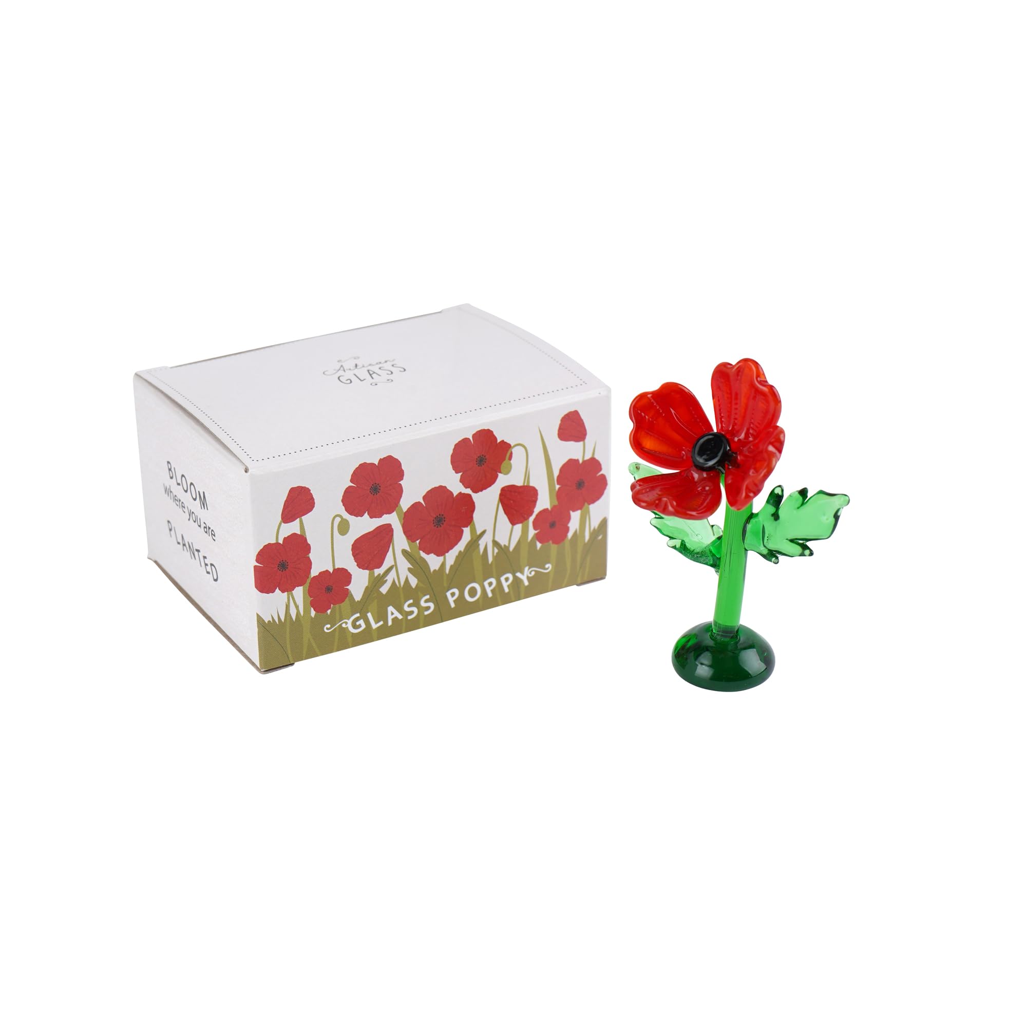 Cgb Giftware Red | Artisan Glass Poppy In Gift Box | Decoration | Ornament | Collectable | Home Decor | Gb08961