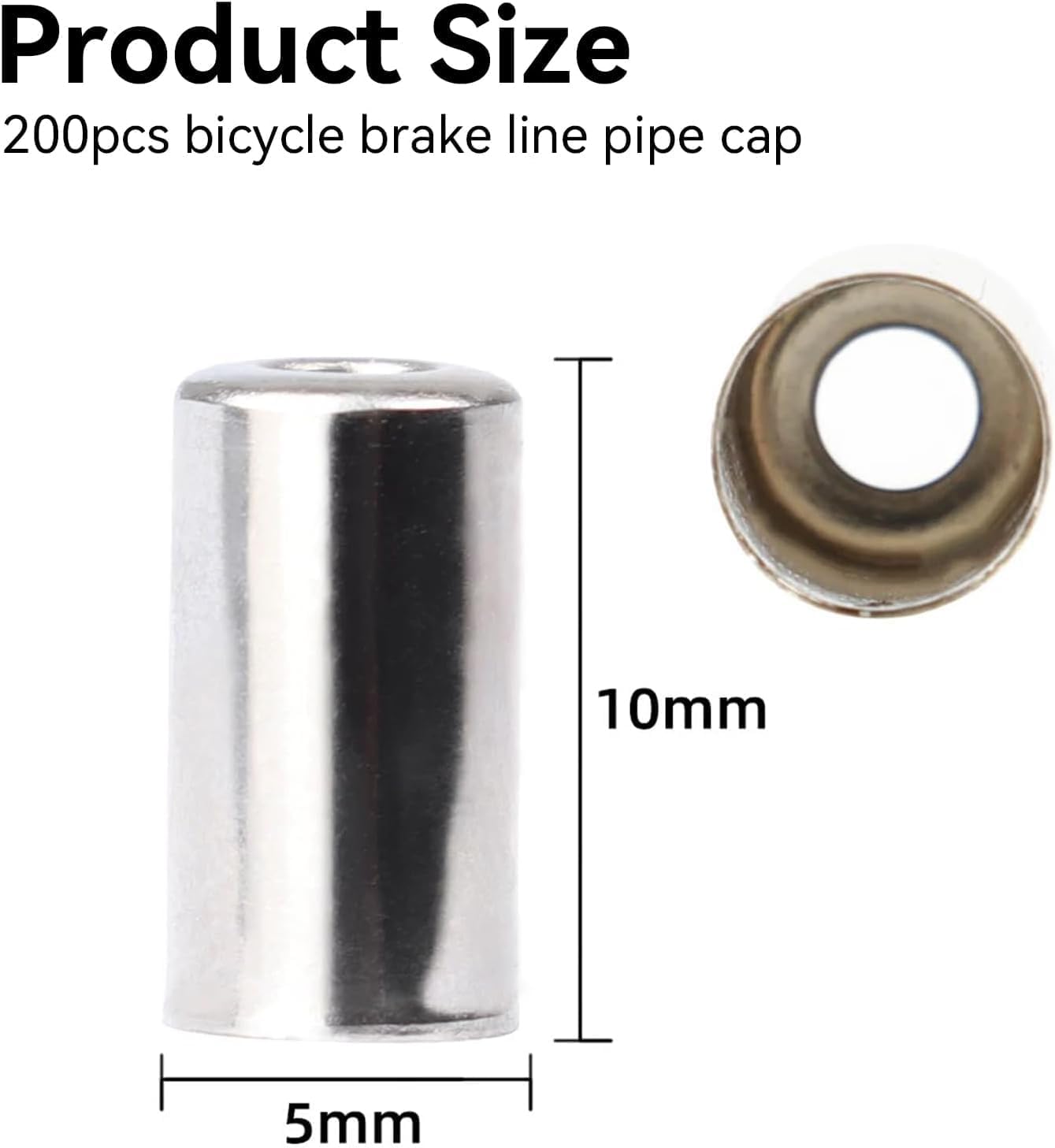 200 Stück Silber Endkappen, 5mm Zylinder Endhülse Für Bremszug Und Schaltzug, Fahrrad Bremszug Schaltzug Aluminium Endkappen, Universal Fahrradzubehör, Fahrradzug Endhülse, für Fahrrad Ersatz