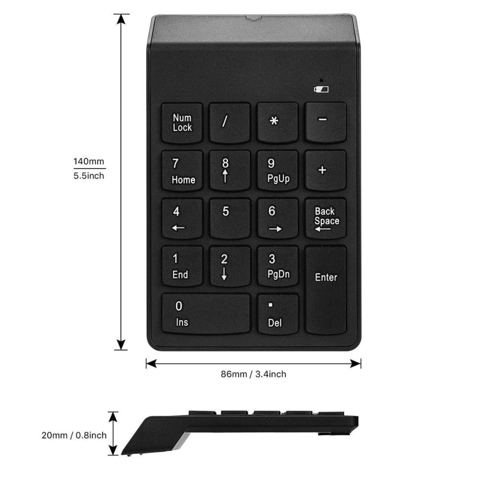 Bluetooth 4.0 NUMPad bezprzewodowy blok numeryczny ​Ergonomiczny blok numeryczny z 18 przyciskami, zasięg połączenia 10 m, do laptopa PC