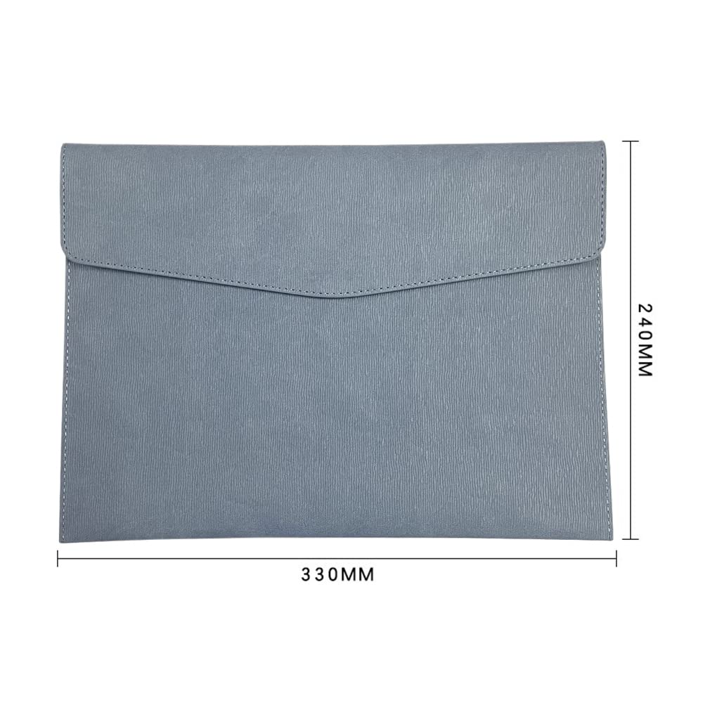 Oneyijun PU Leather A4 File Folder Document Holder Waterproof Portfolio Envelope Folder Case with Snap Closure 13x9.5 inch Blue - Image 2
