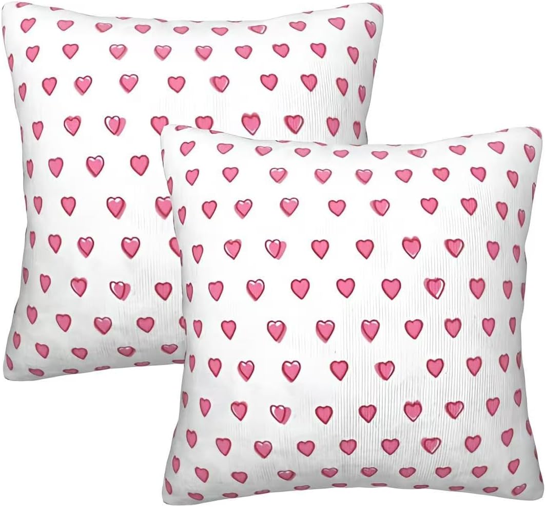 Pink Preppy Pillows Cover, Square Roller Cushion Rabbit Cases for Sofa and Bedroom 18x18 inch (2pcs)