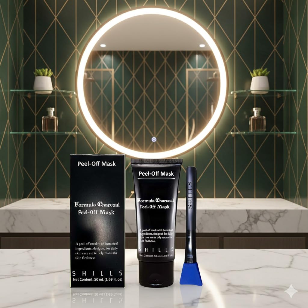 SHILLS Charcoal Mask for Men, 1 Bottle (1.69 fl. oz) and a Brush Set - Image 7