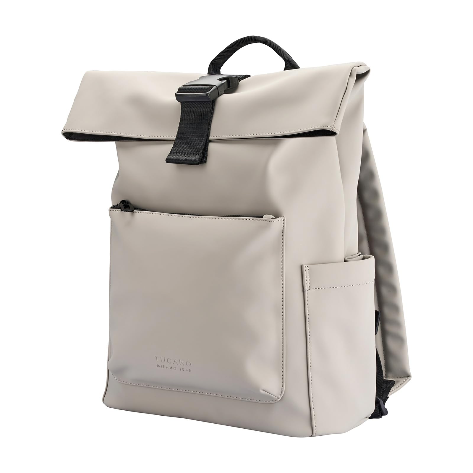 Tucano, Gommo Rolltop Zaino Porta PC per MacBook Pro 13" e Laptop 14" in Materiale Gommato, Zaino Lavoro Uomo Donna con Chiusura Arrotolabile, Tasca Imbottita e Fascia Trolley, Grigio
