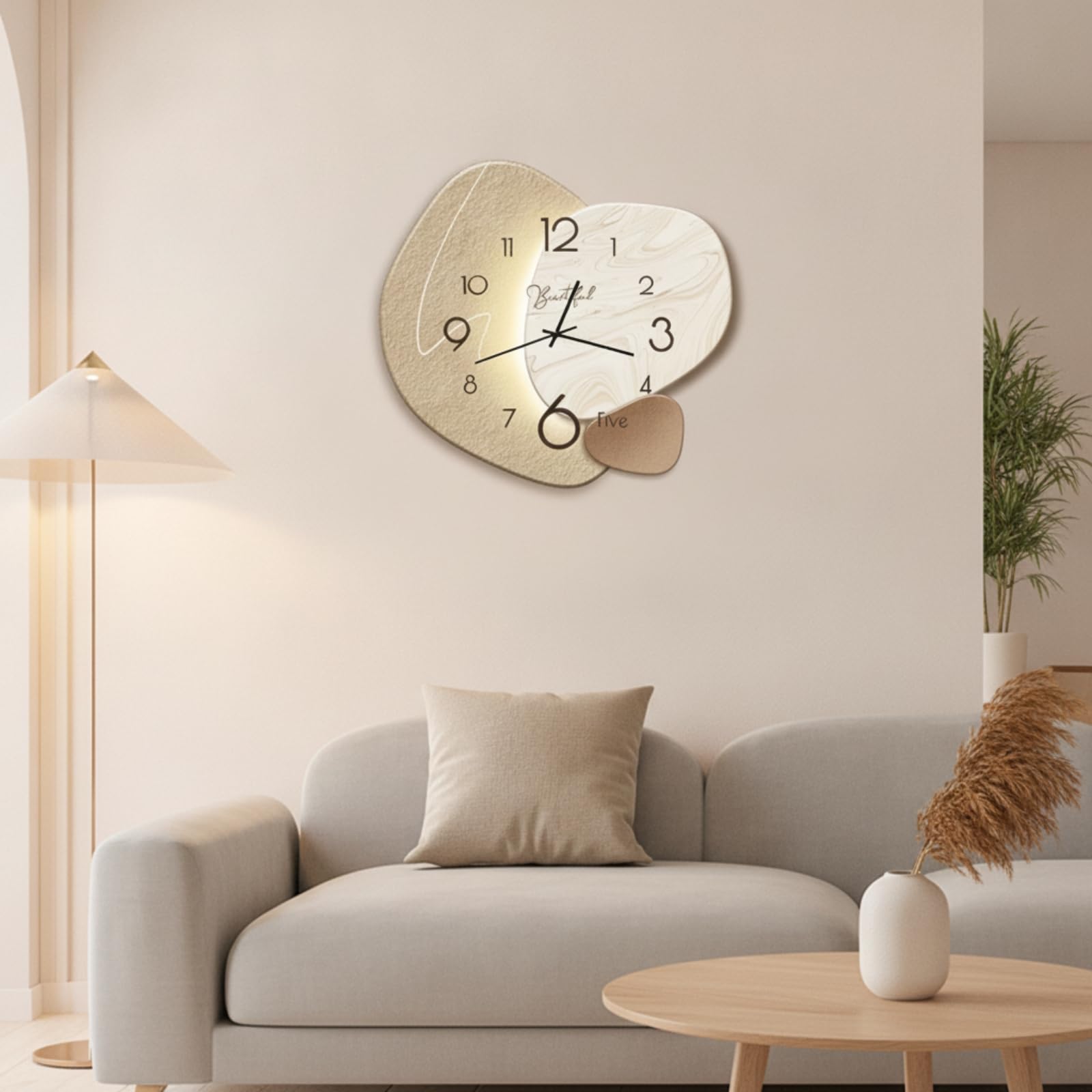 Baoblaze Reloj de Pared Moderno Reloj Decorativo Reloj Iluminado Reloj Silencioso Reloj 3D con Diseño Artístico Irregular Mecanismo sin Ruido y Luz LED, Size to 4, Style to 4