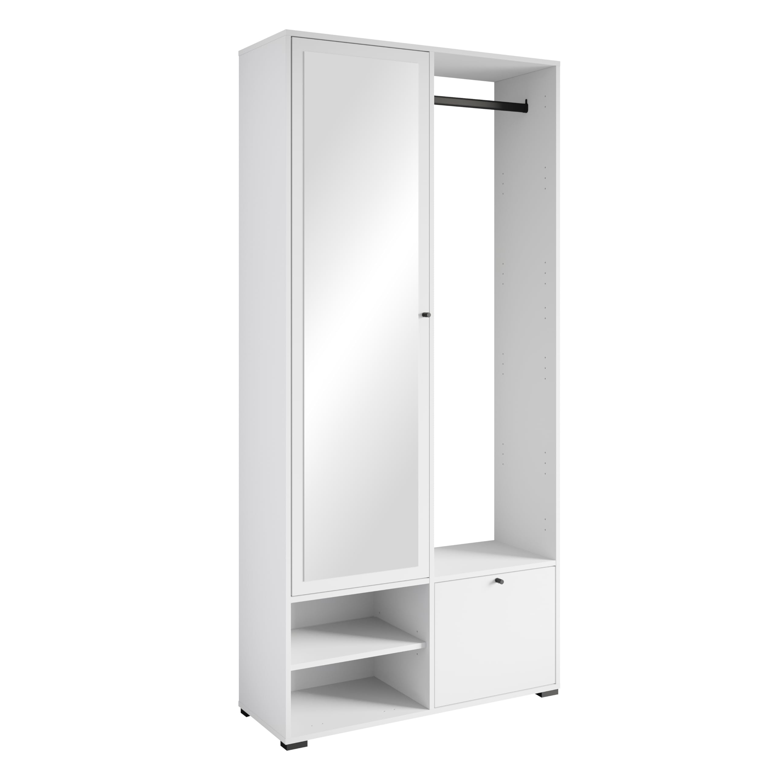 MINIO go for it - Garde-Robe DAFNI 90 cm de Large Ensemble de vestiaire | avec miroir, ensemble de vestiaire avec étagère et armoire à chaussures, armoire de vestiaire hall, meubles d'entrée, blanc