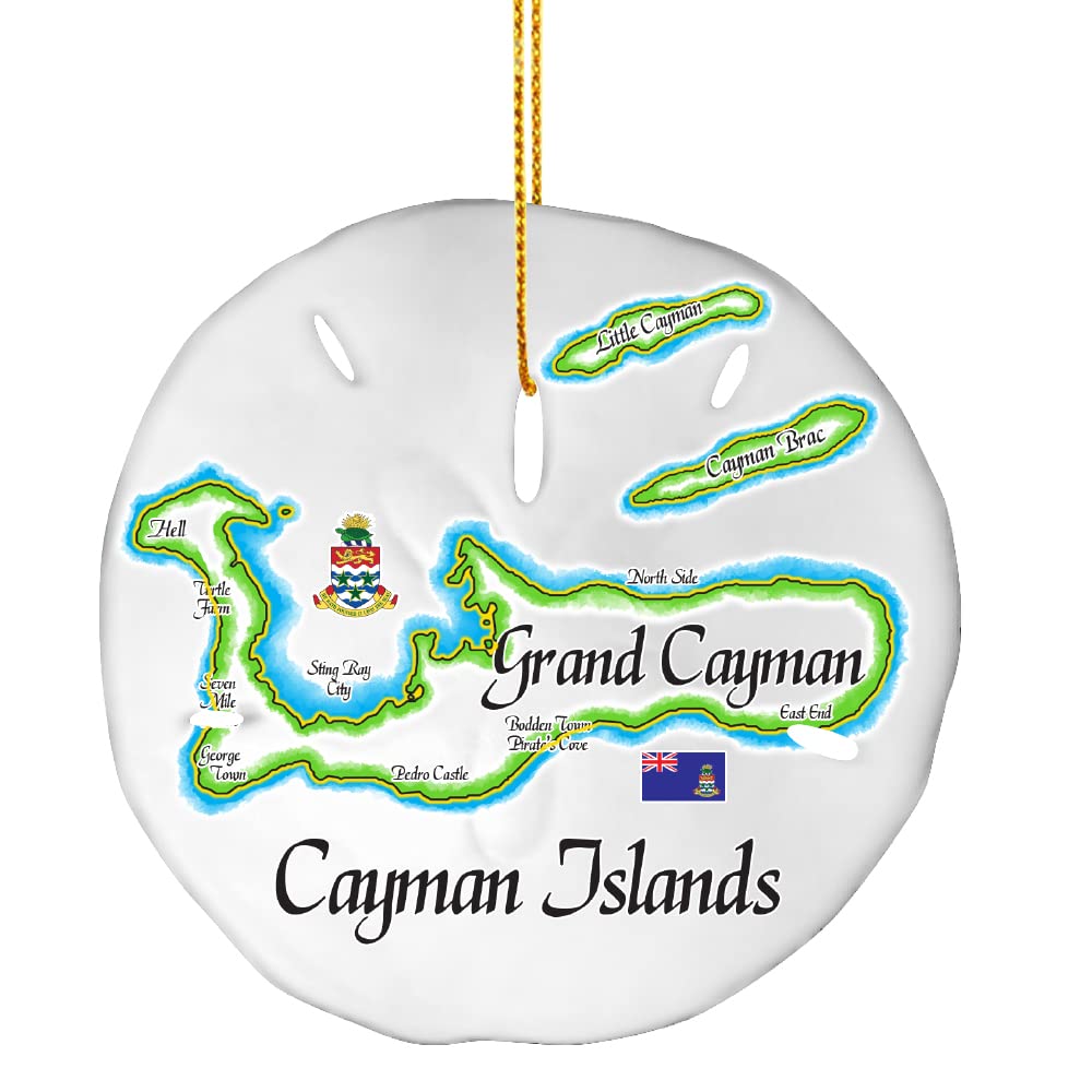 Christmas Ornaments - Handmade Cayman Islands Gift Souvenir Stocking Stuffer, Sand Dollar Ornament for Christmas Tree Decoration (Cayman Islands)