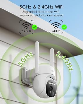 2K Solar Security Cameras Wireless Outdoor, 2.4G/5G 360 Auto Tracking Camera for Home Security, Color Night Vision/2-Way Talk/Compatible with Alexa/IP66 Waterproof