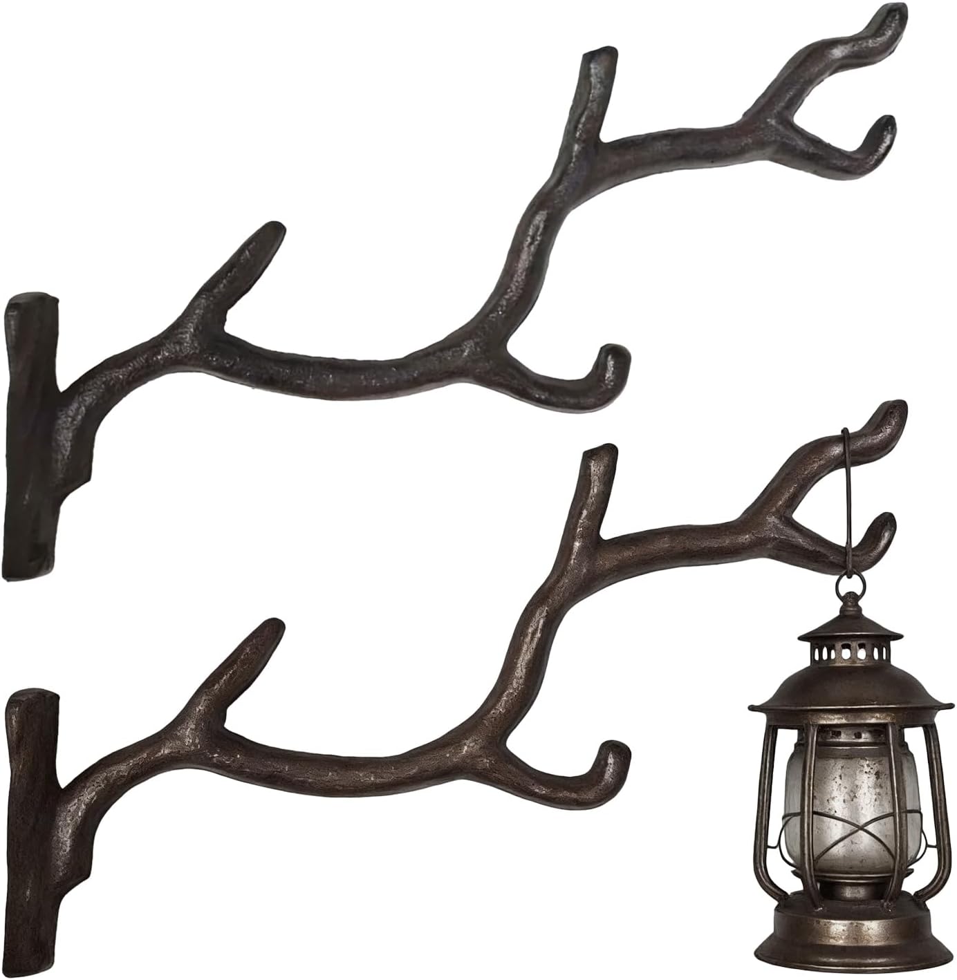 11-Inch Cast Iron Plant Hanger Bracket, Heavy Duty Wall Plant Hooks, Indoor Outdoor Use for Planters, Baskets, Lanterns (Black-2 Pieces)