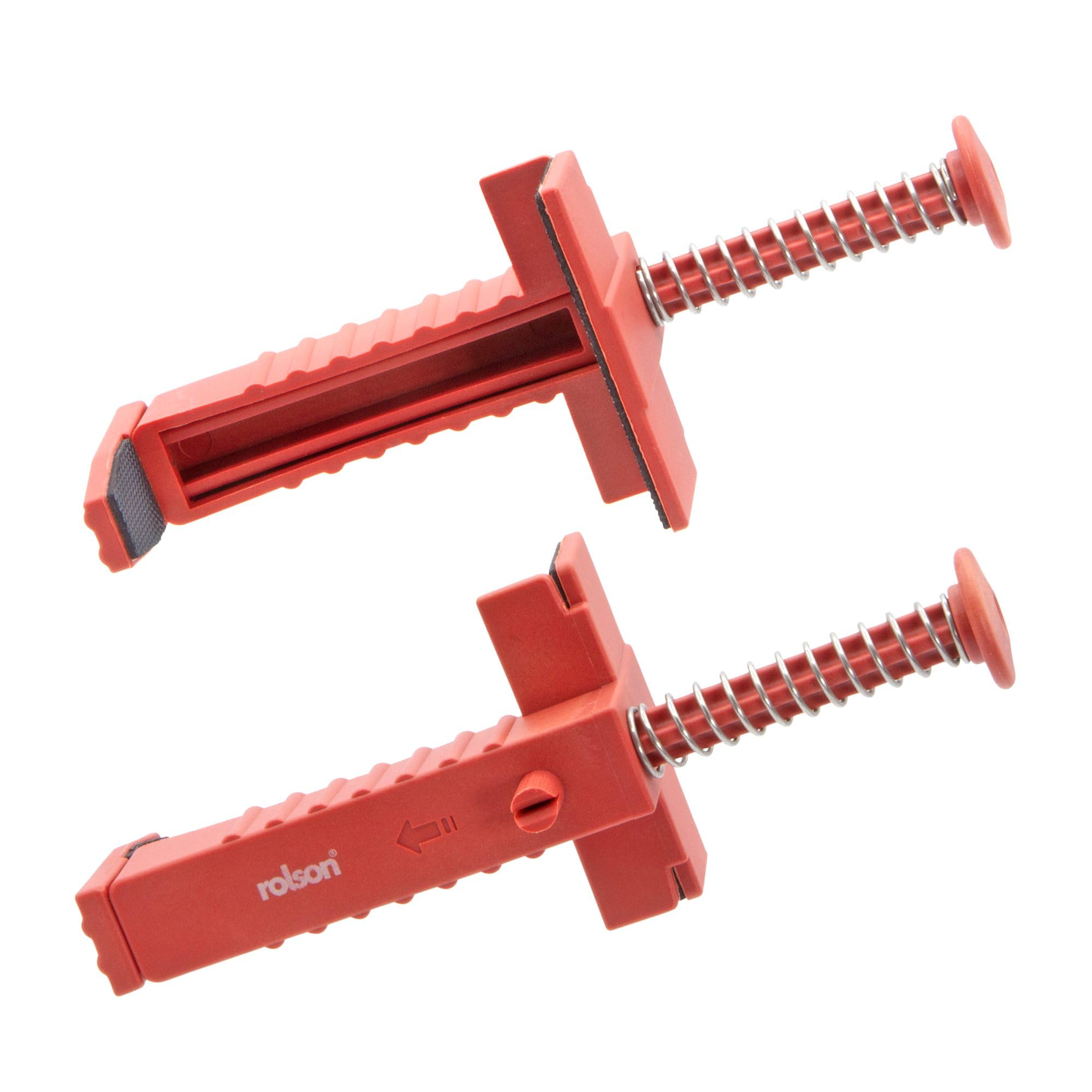 Rolson 2Pcs Brick Liners Clamps Runner Wire Drawer Brick Line Runner Bricklaying Trowel Tool Fixer Brick Clamps for Building Construction Fixture for Brickwork Wire Puller, Red Straight lines, Builder