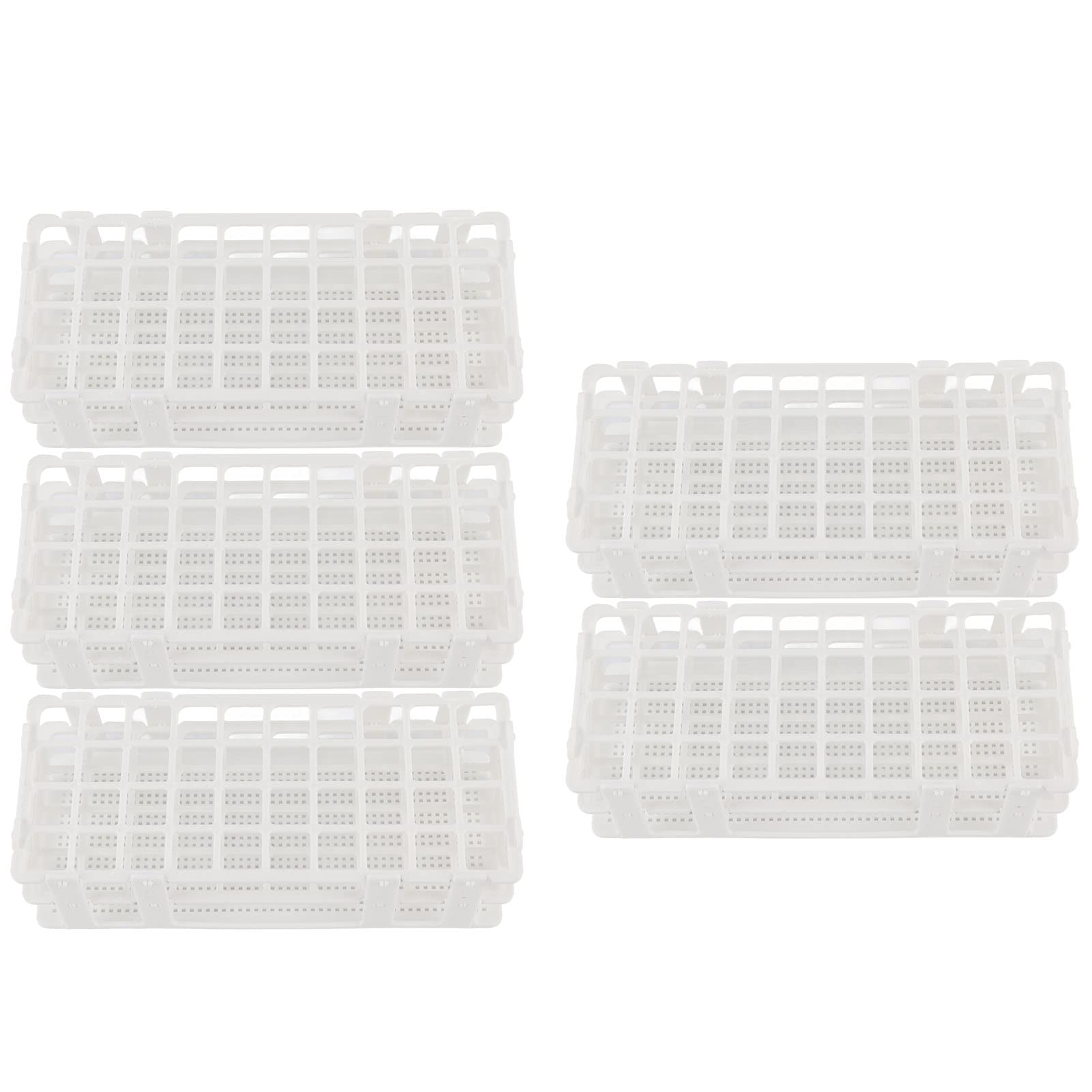5 Set 40 Hole Plastic Test Tube Rack, Detachable and Assembled Sample Bottle Holder, Convenient Carry 3 Layer Design, Easy to Clean, Space Saving for Laboratory 20x20mm Tubes