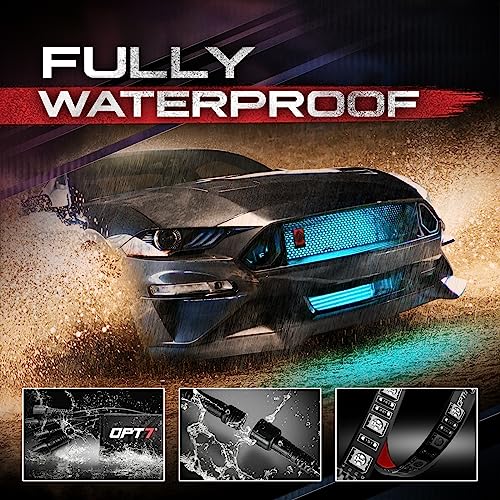 OPT7 Aura 4PCS LED Grille Lights with Remote Control, 24 inches IP67 Waterproof LED Strip Lights, Multi-Color, Dimmer, Fade, Cycle, Strobe, Peel'n'Stick Front Grill Valence, for Car Truck SUV - Thumbnail 3
