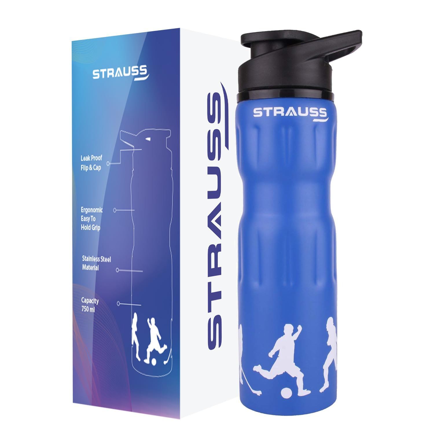 STRAUSS Stainless Steel Water Bottle, 750 ML | 100% Leak Proof | Eco-Friendly and BPA-Free | Water Bottle for Gym, Home, Hiking, Trekking and Travelling | Ideal for Girls, Boys and Kids, (Blue) (B0742J1J6W) Amazon Price History, Amazon Price Tracker
