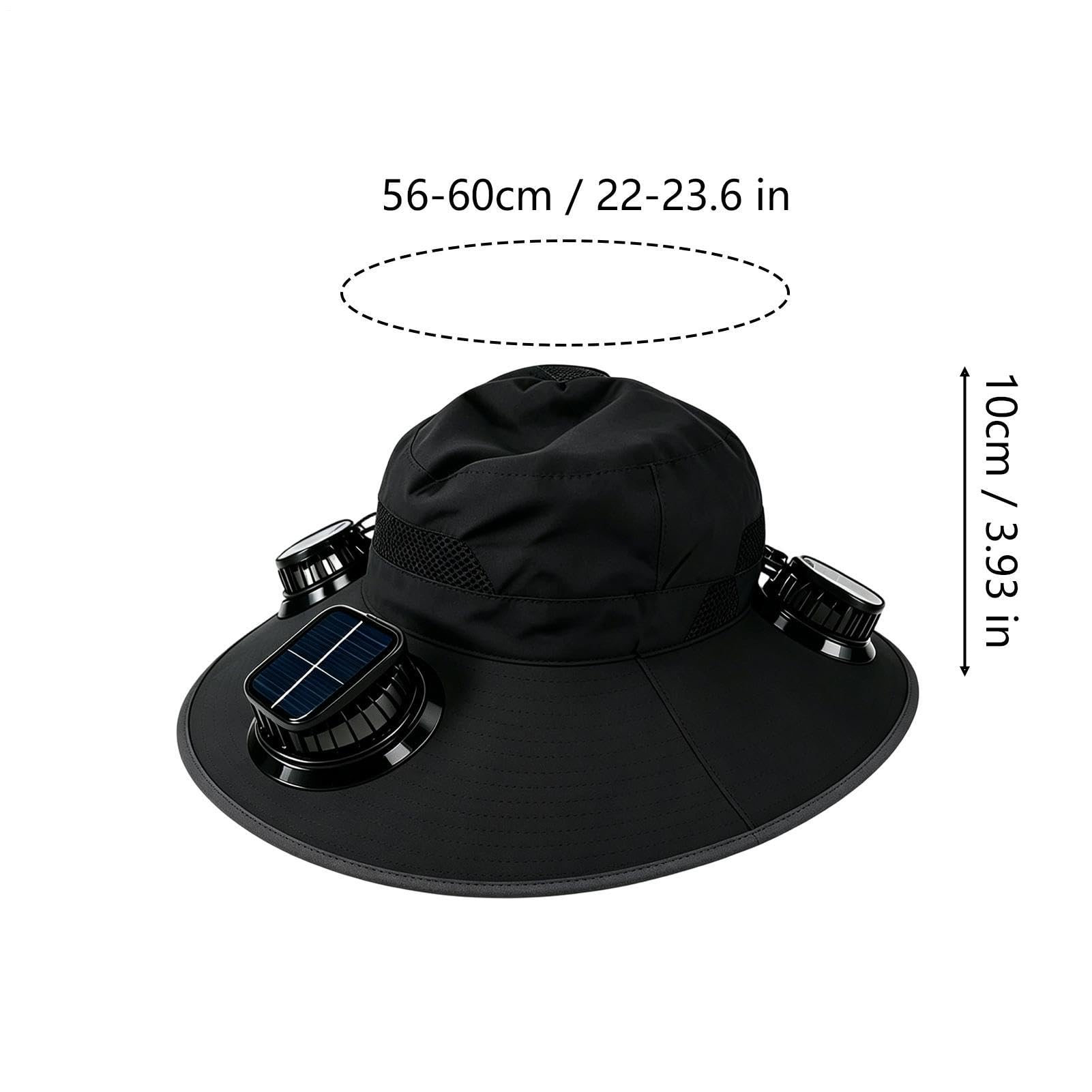 Sombrero de abanico solar con 3 ventiladores, sombrero de ala ancha, gorra