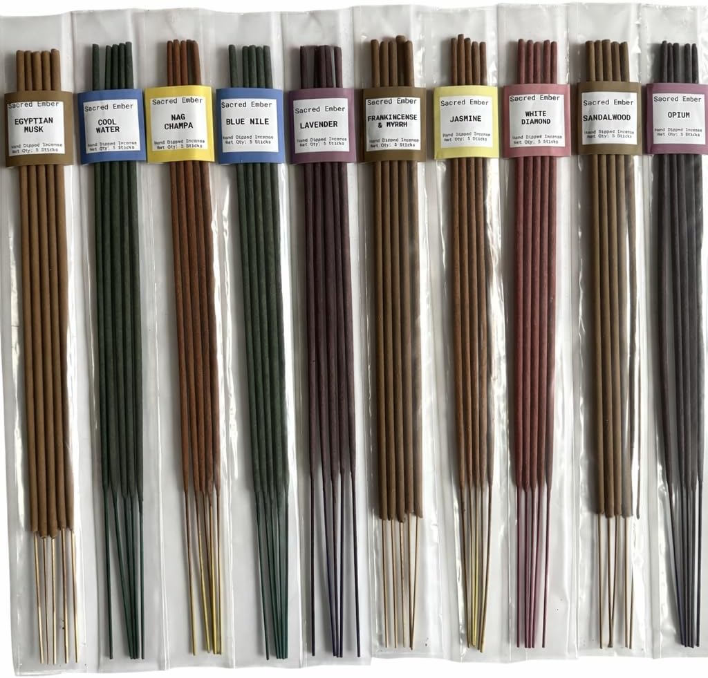 Extra Long 19 Inch Incense Sticks – Variety Pack of 10 Scents – Hand Dipped, Slow Burning