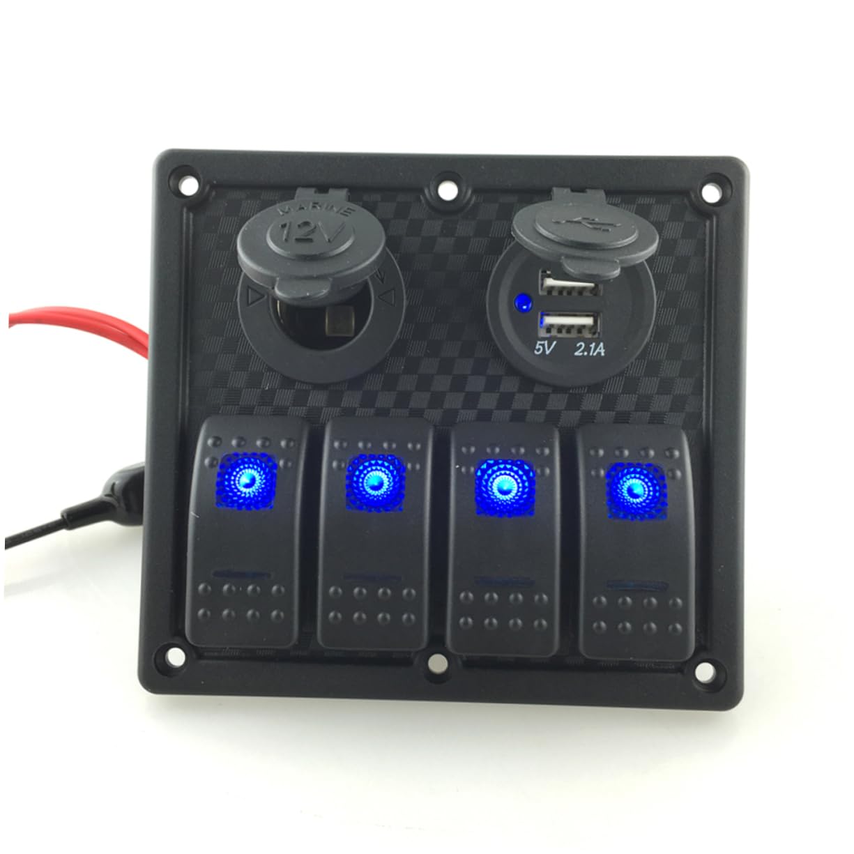 Pannello Interruttore Rocker Gang Dc con Presa Alimentazione e USB Resistente per Auto Barca Camper Installazione Orizzontale o