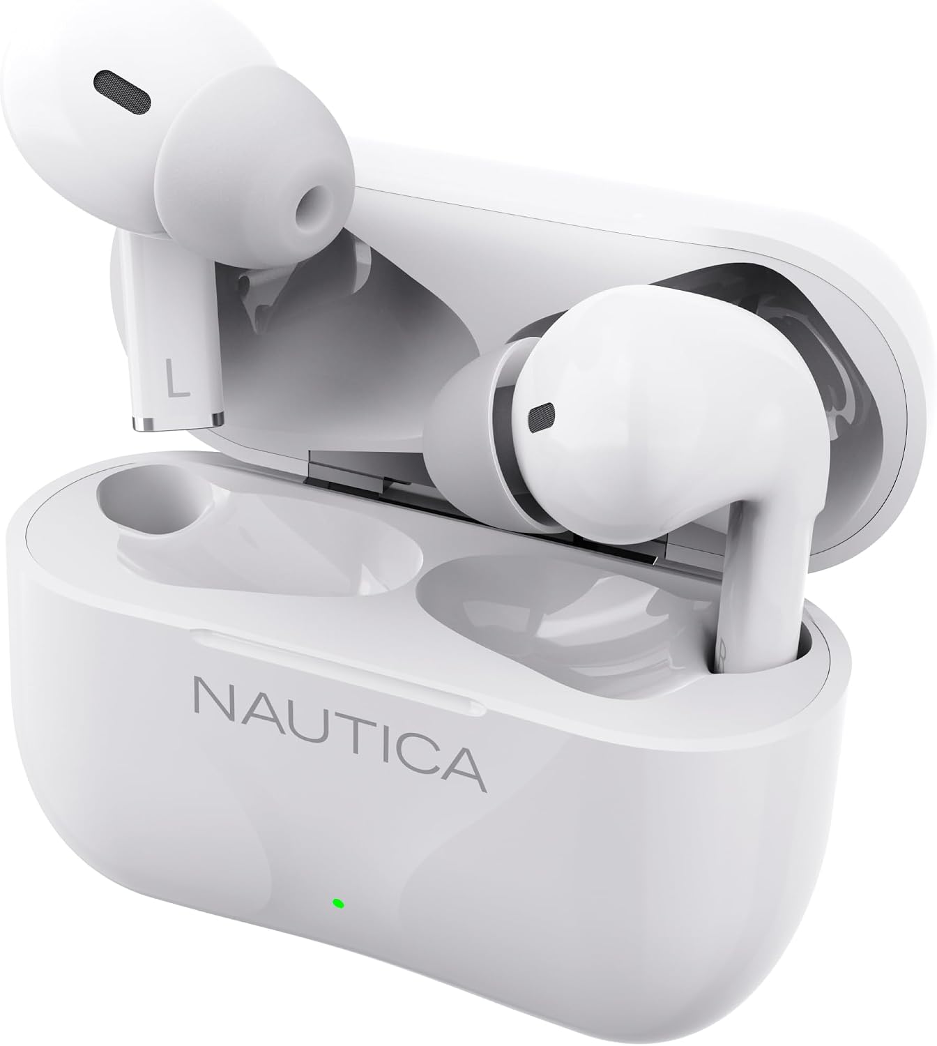NAUTICA Bluetooth Earbuds, 6 Hours Playtime, Bluetooth 5.1, Hands-Free Stereo Calls, Fast Auto Pair, IPX5 Splashproof, Wireless, Lightweight Design for iOS, Android (White)