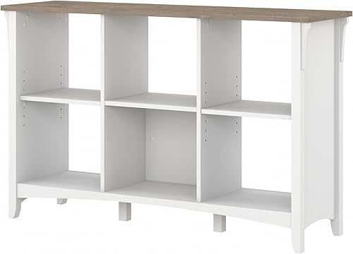 Bush Furniture Salinas - Organizador de 6 cubos, blanco puro y gris Shiplap