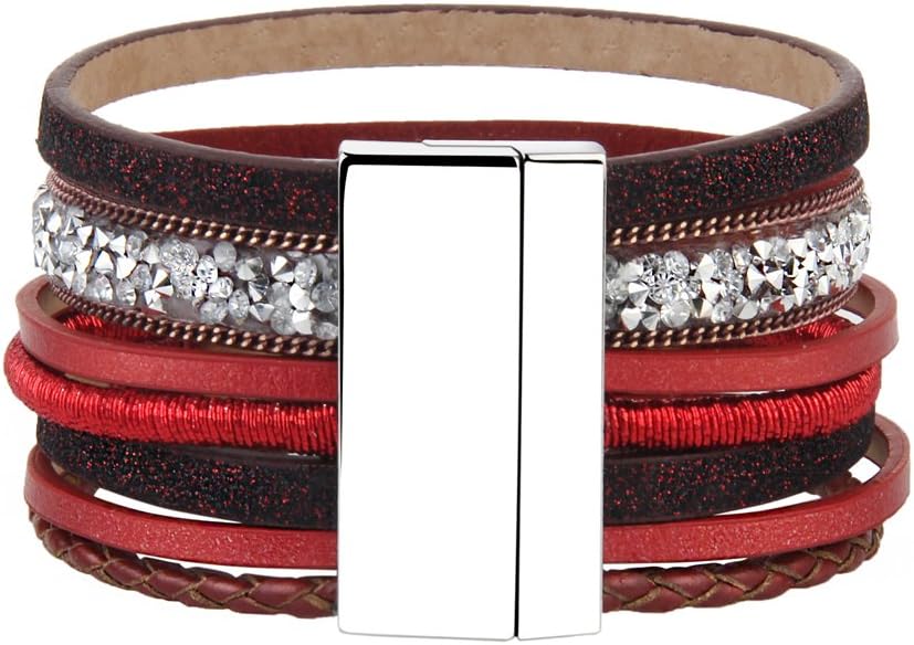 COOLLA Braided Wrap Bracelet Agate Stone Crystal Leather Cuff Bangle Women Bracelet - Image 2