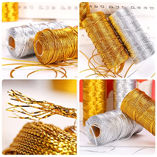 4 Rotoli Filo d'oro,Filo Dorato,1.5MM Tinsel Corda...