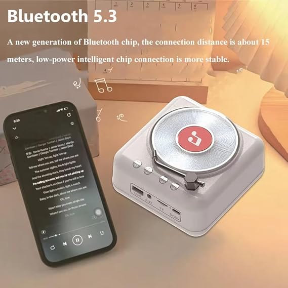 Retro Vinyl Record Bluetooth Speaker Retro Bluetooth Speaker Mini Vintage Surround Sound Music Box Handsfree Call MP3 Player CD Player