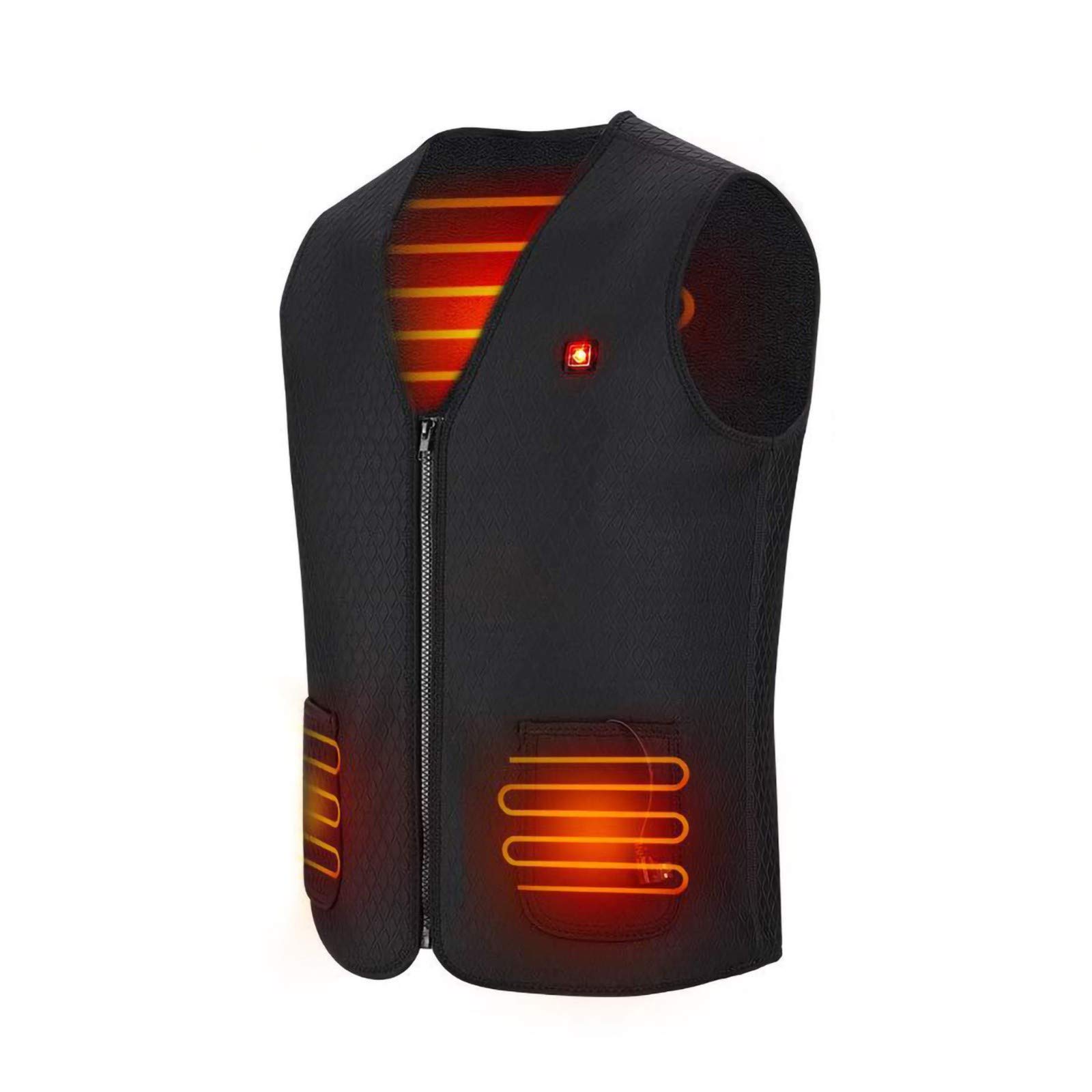 Gilet Riscaldato, Moto Giubbotto Riscaldato Elettrico USB 5V Temperatura Regolabile, Giubbotto Riscaldato Uomo e Donna, per All'aperto Lavoro, Caccia, Campeggio Black,XXL