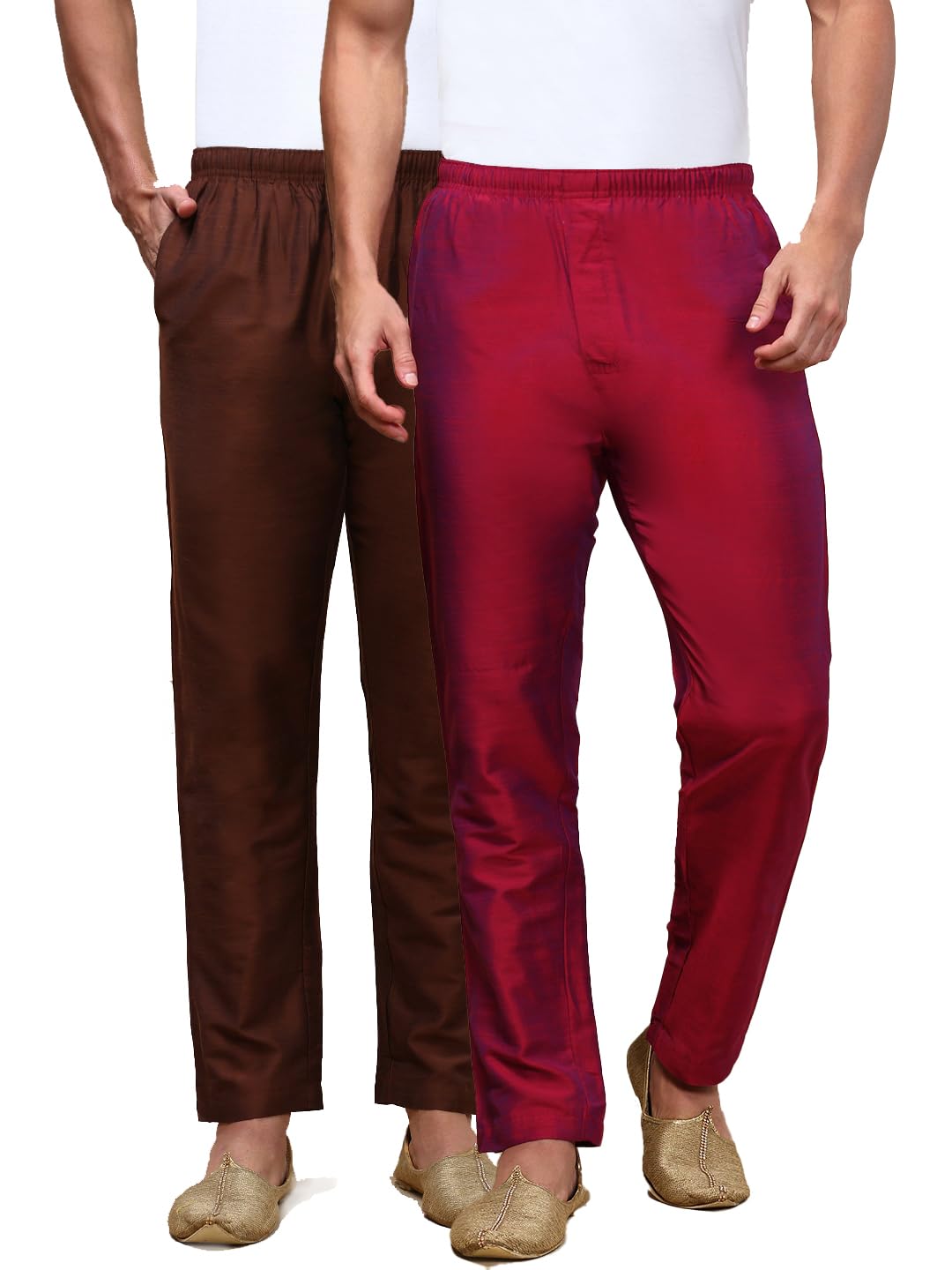 white heart Pack of 2 Mens Viscose Blend Salwar Pyjama Pant | Elasticated Waistband with Inner Drawstring, Button Closure, Side Pockets| Regular Fit Ethnic Wear Churidar Pajama-picture-31