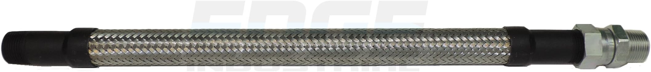 HEAVY DUTY FLEXIBLE METAL HOSE CONNECTOR 3/4" MALE NPT ENDS, 18" OVERALL LENGTH, FOR COMPRESSED AIR, STAINLESS STEEL BRAID, SWIVEL ADAPTER INCLUDED