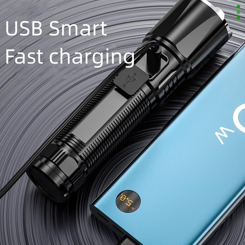 Miniatura 2 de sopatenor Zoomable Potente linterna LED portátil, 100000 lúmenes, súper brillante, impermeable, recargable con 4 modos, mini mano para acampar al