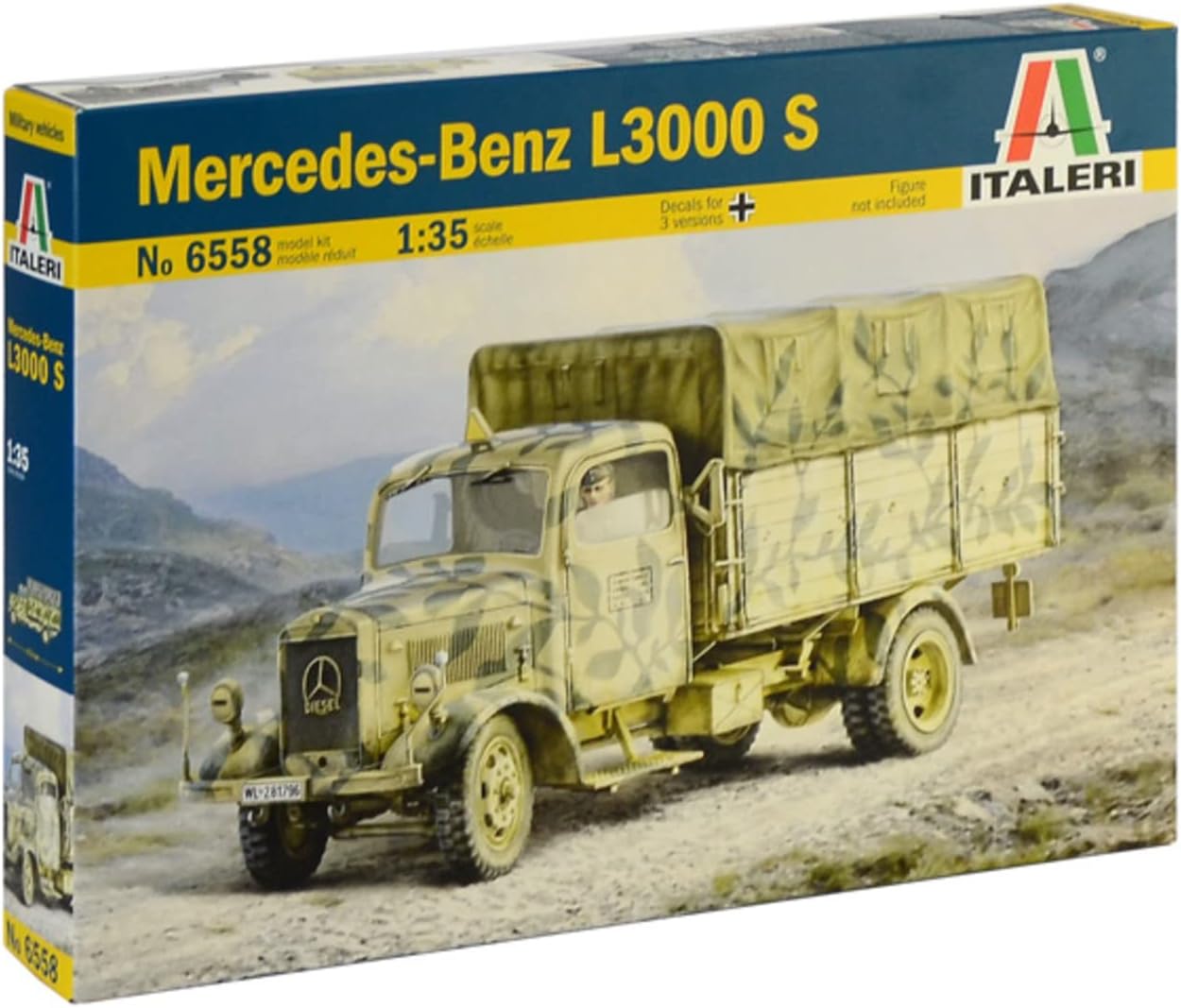 Italeri 6558S – 1:35 Mercedes Benz L3000, Building, Stand Model Making, Crafts, Hobby, Gluing, Plastic kit, Unvarnished