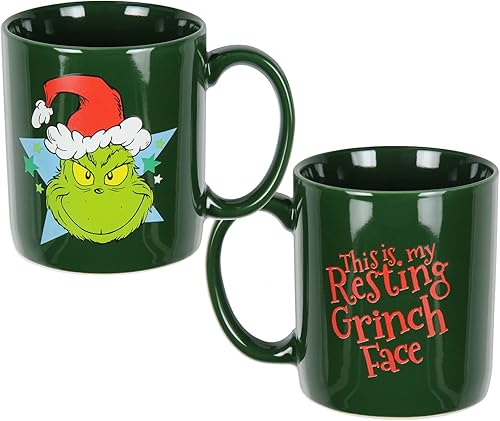 Miniatura 3 de Bioworld Dr. Seuss Grinch Face Holiday Taza de café de 16 onzas