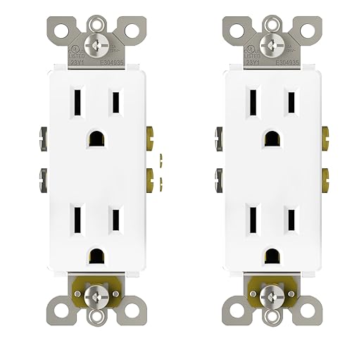 Miniatura 16 de ThunderWay Toma de corriente decoradora con placa de pared, toma eléctrica no resistente a manipulaciones, 15 amperios/125 V, autoconectada, Blanco