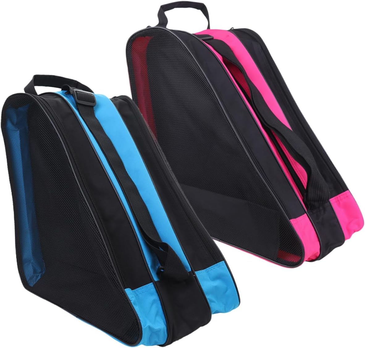 2Pcs Roller Skates Shoe Pouch Thick Storage Bags for Portable Double Shoulder Roller Skate Backpacks in Blue and Pink for Inline