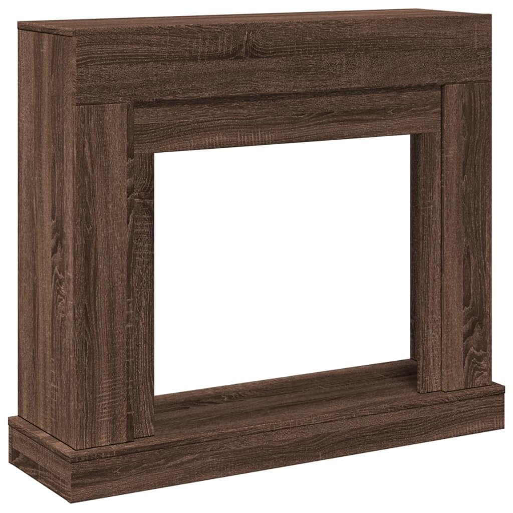 vidaXL Fireplace Surround, Fire Surround Only Compatible with LED Flame, Fireplace Frame for Living Room Hallway, Brown Oak Engineered Wood