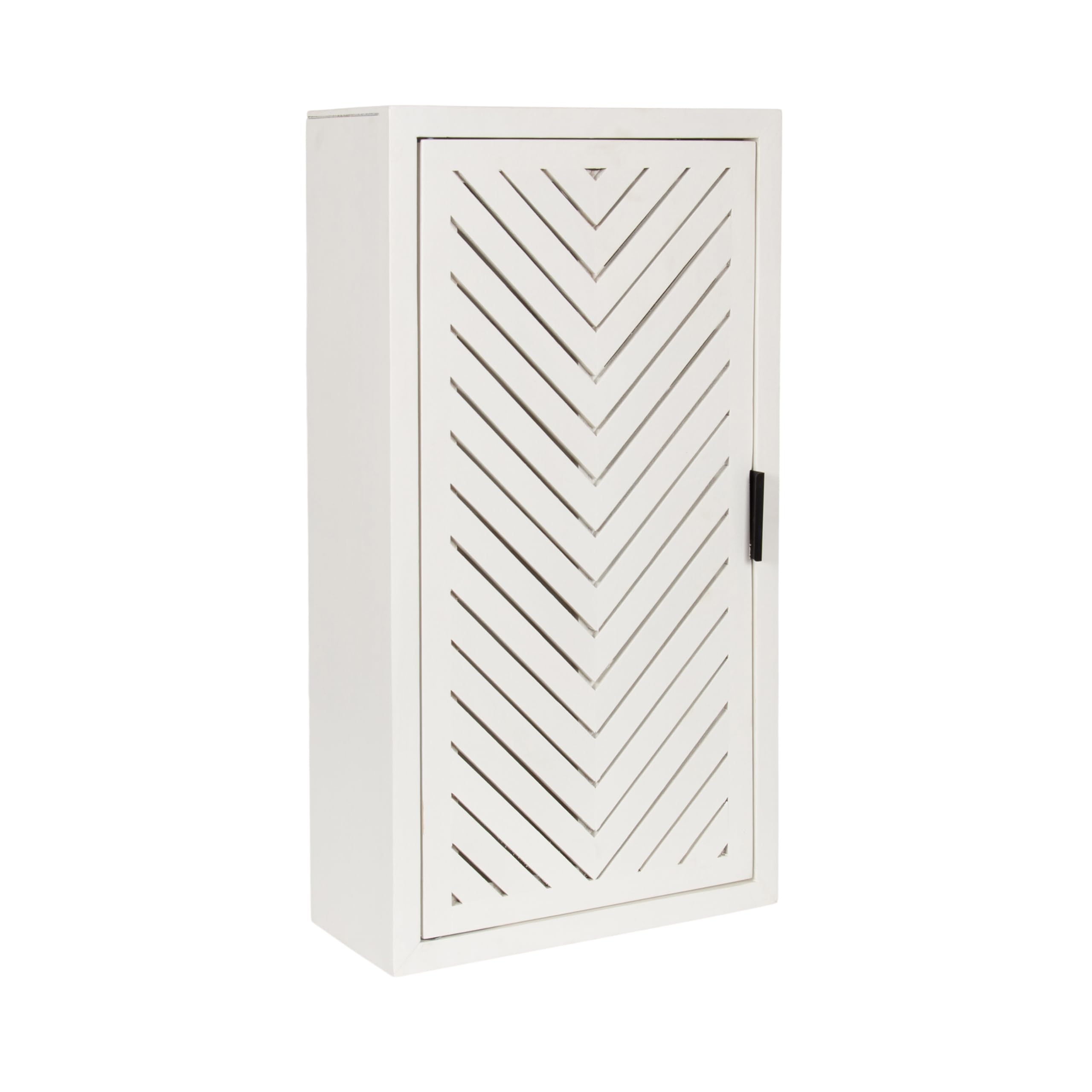 Kate and Laurel Mezzeta Decorative Modern One-Door Floating Bathroom Cabinet, 15 x 7 x 28, White, Decorative Over Toilet Storage Cabinet Made from