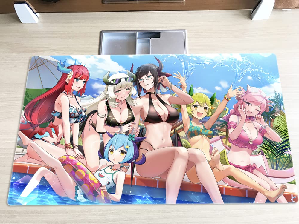 Neue Yugioh Playmat Dragonmaid Girls TCG CCG Sammelkartenspielmatte Tisch-Mauspad ohne Zonen + gratis Tasche (ZD039-337-K)