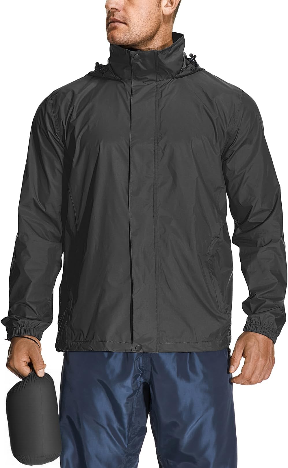 Waterproof Rain Jacket for Men, Lightweight Rain Gear, Packaged Golf Raincoat with Hood, Suitable for Travel, Fishing