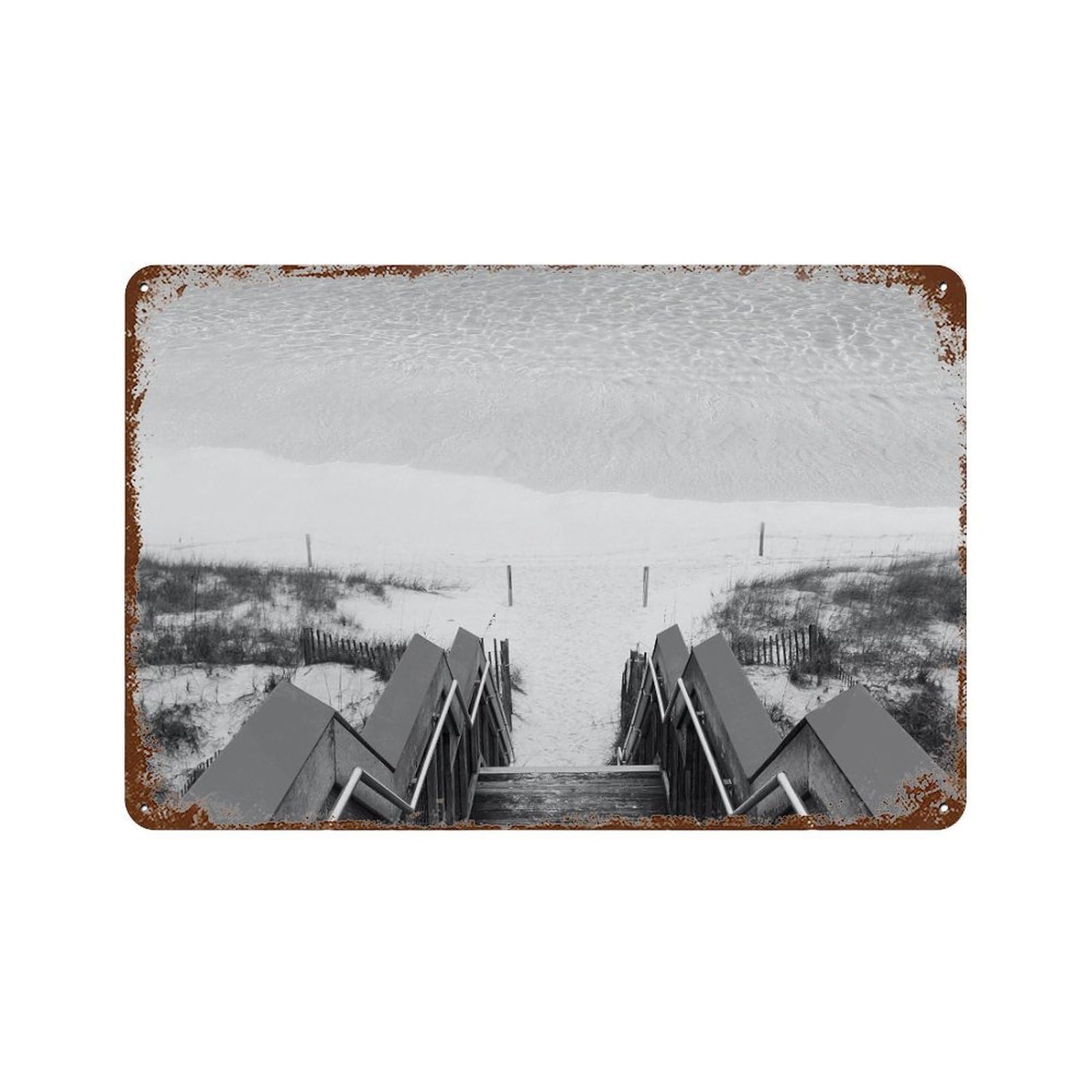 xiaoxiaoshen Black And White Destin Photo Decor Florida Wall Decor Art Metal Tin Poster Modern Home Decor Art Home Bar Shop Decorations Vintage Sign 20x30cm