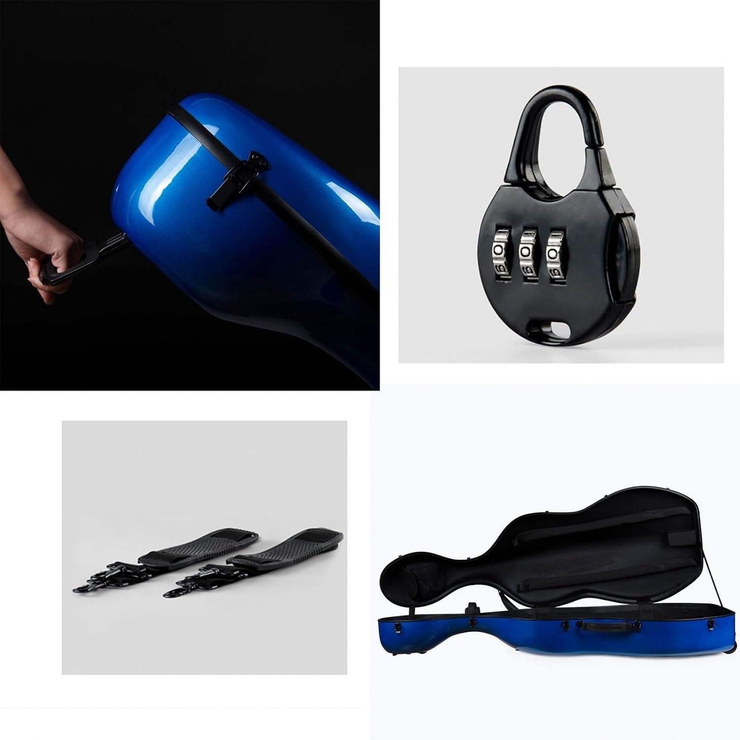 Estuche Violonchelo, Funda Rígida para Cello 4/4 con Ruedas y Correas de Mochila Azul
