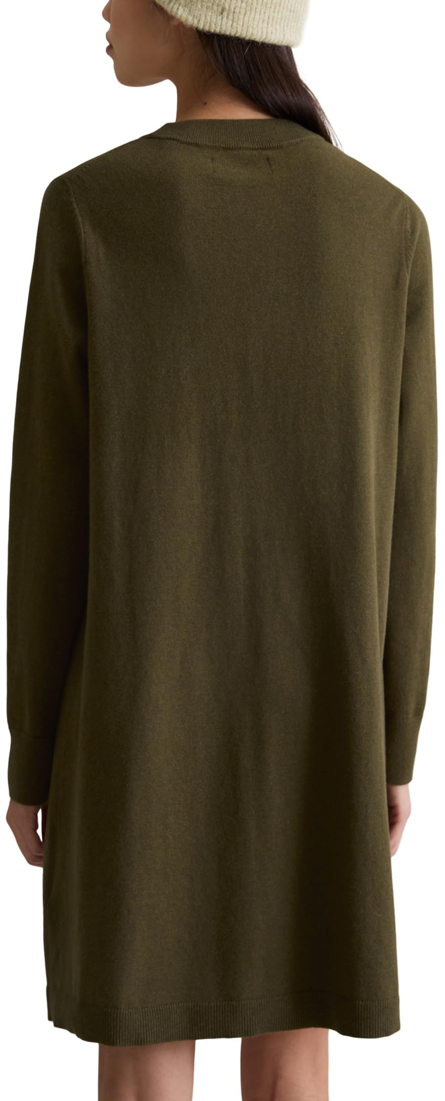 Marc OߴPolo Denim Damen Strickkleid mit Rundhalsausschnitt Knielang, Grün (Dark Green Melange 02), M