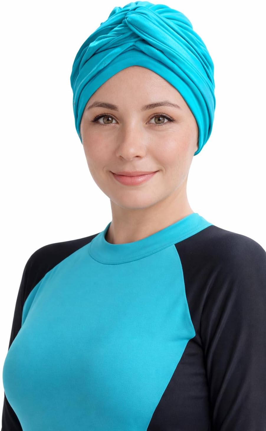 Waterproof Swim Turban Head Wrap for Women – Water Resistant Swimming Turban Cap for Natural Hair, Curly Hair, Braids, Locs & Protective Styles – Comfortable Secure Fit