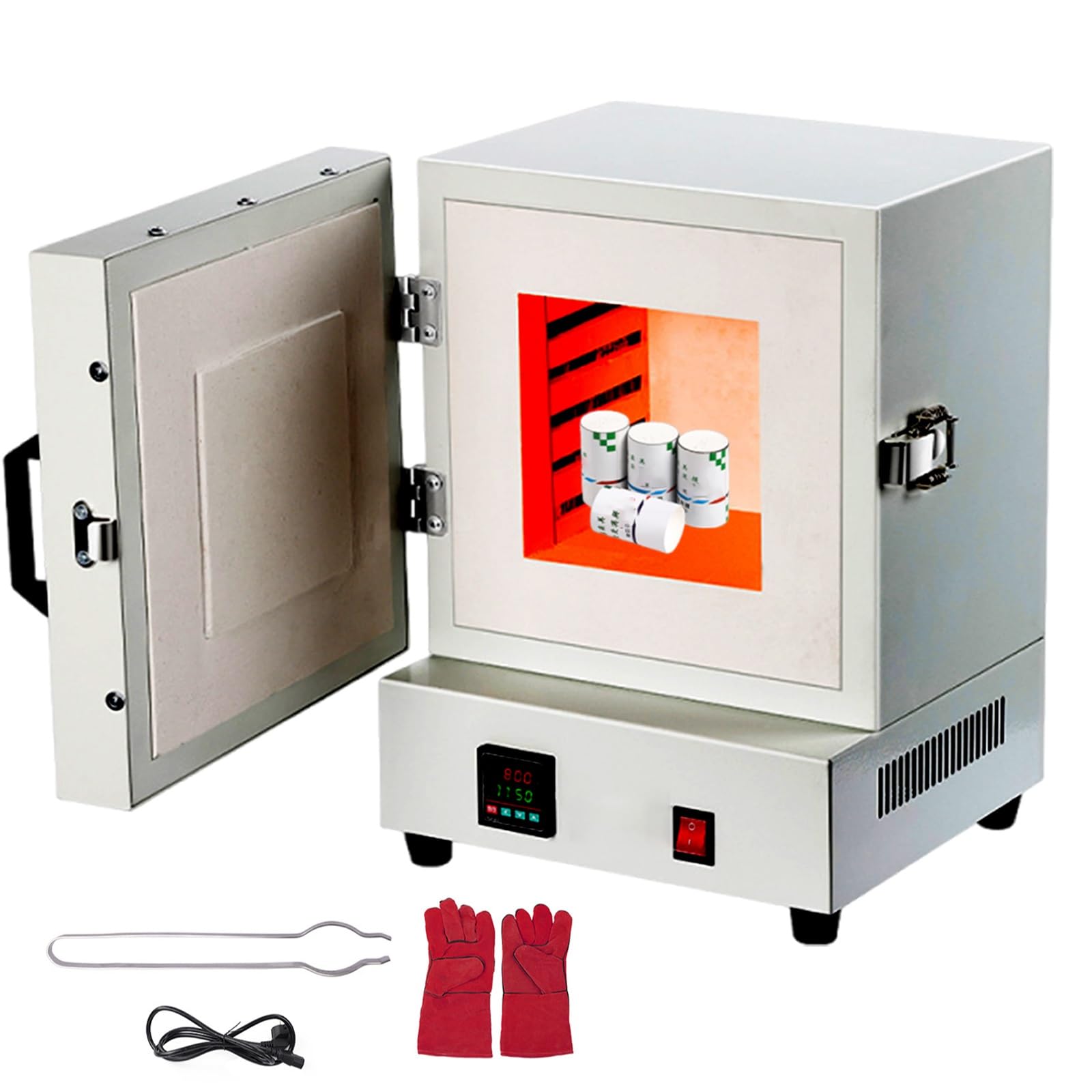 2000W Electric Kiln for Metal Melting, Enclosed Muffle Oven, 1150℃ High-Temperature Lab Furnace, Enclosed Muffle Oven, Industrial Electric Burnout Oven for Jewelry & Metalwork