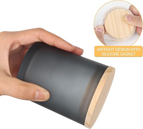 Miniatura 2 de SHOWIN Tarros gruesos para hacer velas, 16 unidades, tarros vacíos transparentes de 7 onzas con tapas de madera para tarros de especias, recipiente