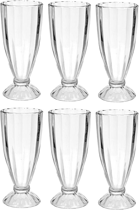Set of 3/6 Ice Cream Sundae Milkshake Glasses 350ml Long Tall