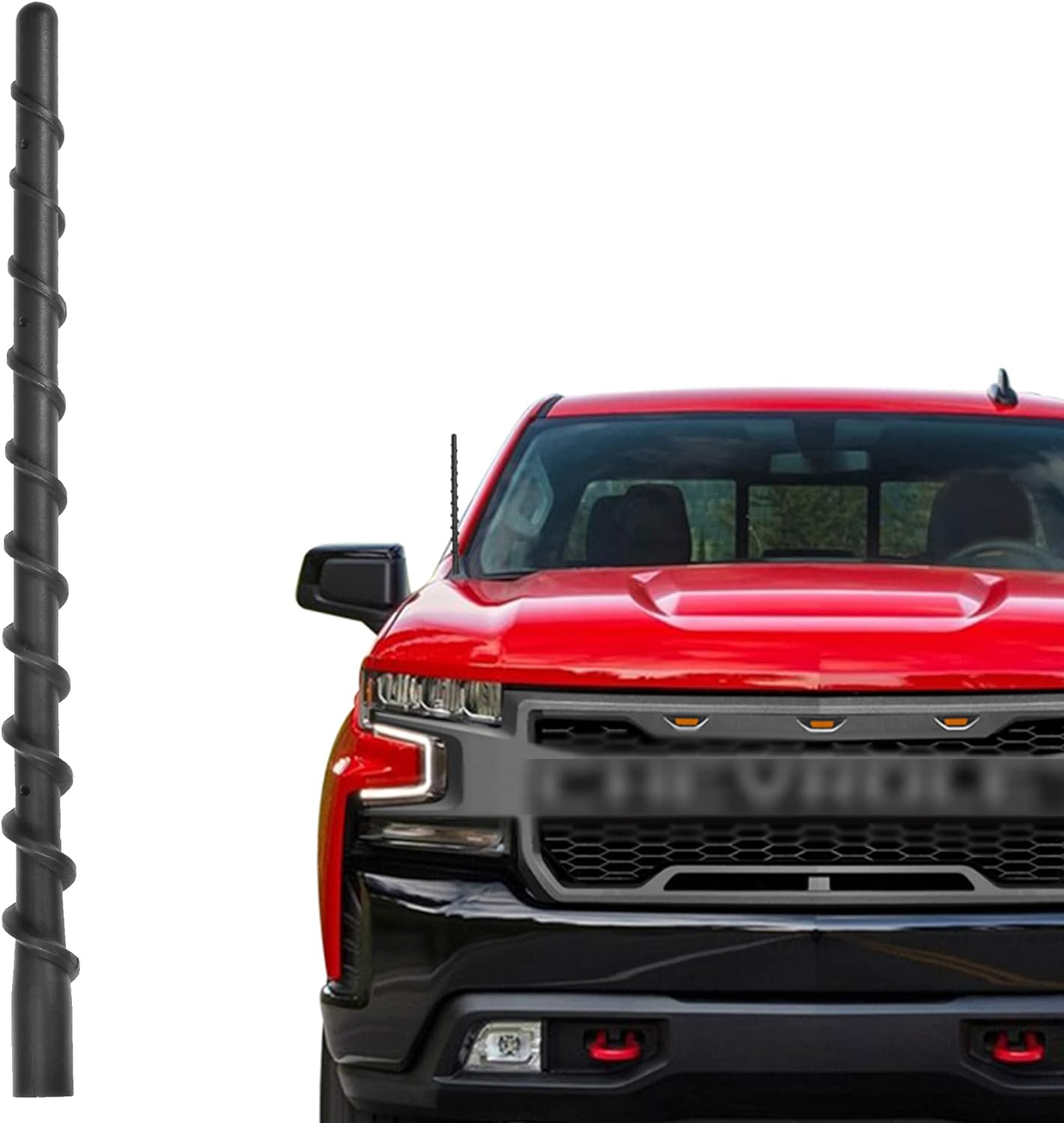 Car Wash Proof Antenna for Chevy Silverado and GMC Sierra Accessories (2009-2025) | 9 inch Spiral Direct Short Replacement Antenna (M7 Thread) 9 inch Silverado?Sierra