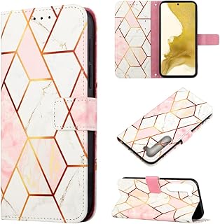 OOPKINS Compatible with Samsung Galaxy S23 Wallet Case,Marble Design PU Leather Flip Case with 3 Card Slots Kickstand for Girl Women Protective Cover for Samsung Galaxy S23 Marble Pink White YBS
