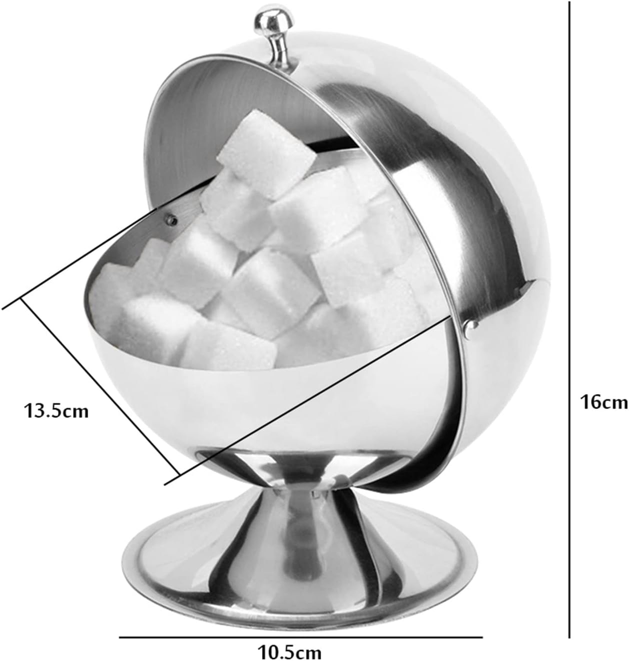 sugar bowl Stainless Steel Spherical Sugar Tank Spice Seasoning Jar Storage Holder Clamshell Sugar Bowl Home Organizer Reversible Storage sugar pot