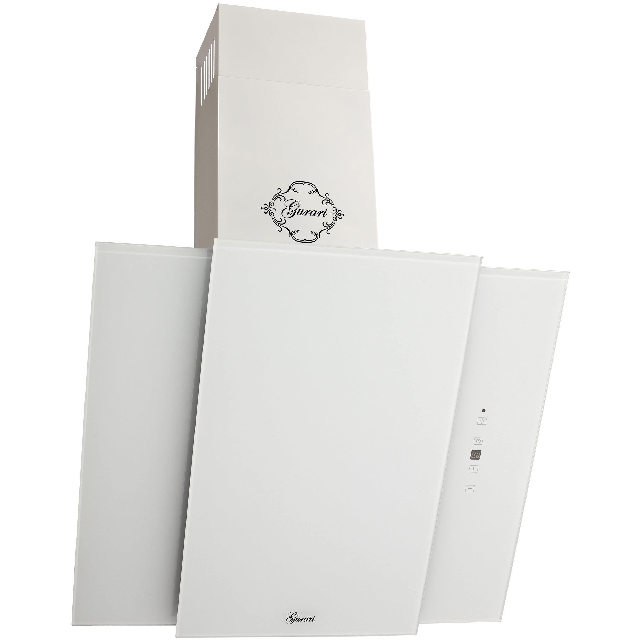GURARI GCH S 171 WH 60 Prime + aire ambiente - Campana de cocina de 60 cm, cristal blanco, 1000 m³/h, 4 niveles, pantalla, extracción de bordes, control remoto, recirculación, aire de salida