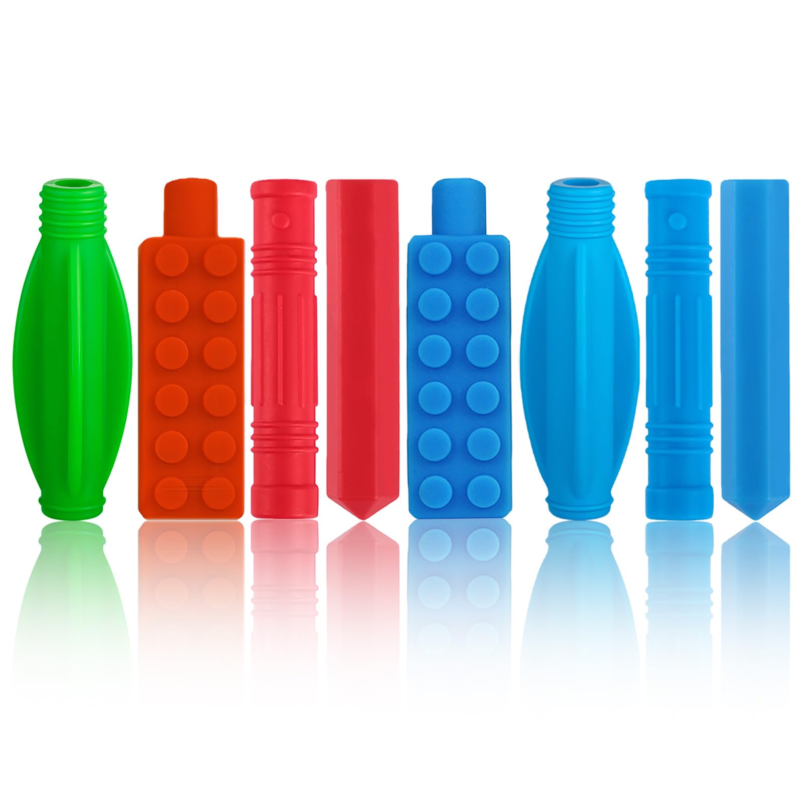 ANSUG 8 Pcs Colour Chewy Pencil Toppers Covers, Silicone Pencil Toppers Chewable, Sensory Chewable Pen Toppers
